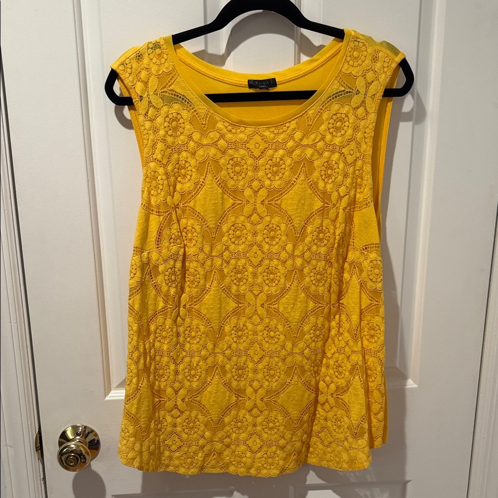 Hannah Sunny Yellow Lace Tank Top